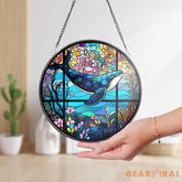 Whale Stained Glass Whale SunCatcher Ocean Art Light Catcher Window Hanging Home Decoration Gifts for Ocean Lover Sea